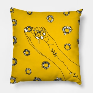 Miss Daisies Yellow Pillow