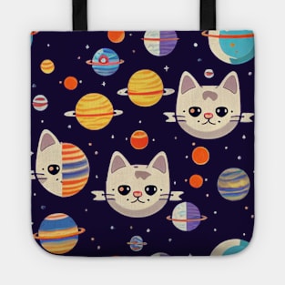 Pattern of cats face in space Tote