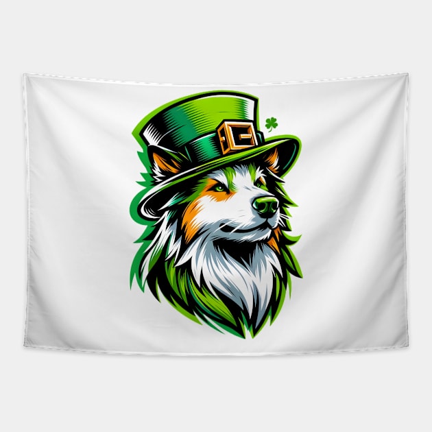 Kai Ken Dog in Saint Patrick's Day Splendor Tapestry by ArtRUs