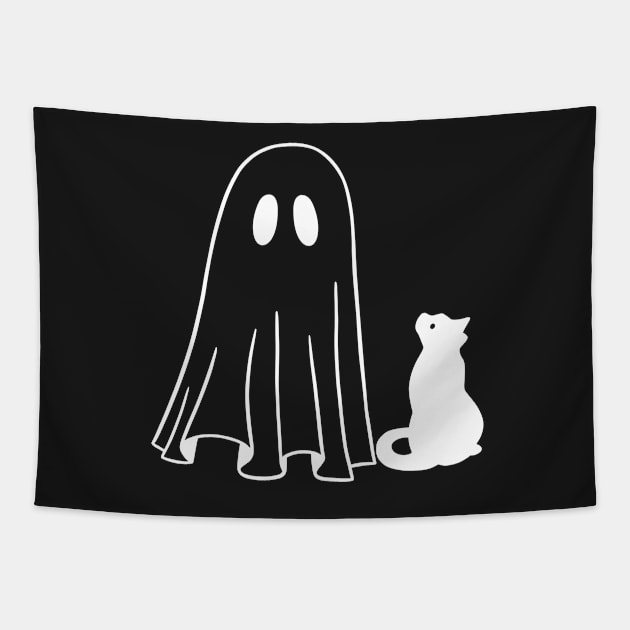 Black Cat Ghost Tapestry by elhlaouistore