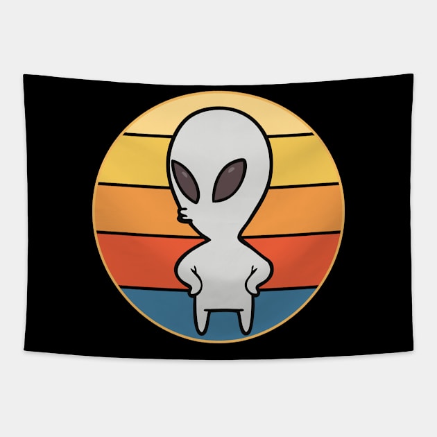 Alien Vintage Retro Sunset Sci-Fi Tapestry by Inspirational And Motivational T-Shirts