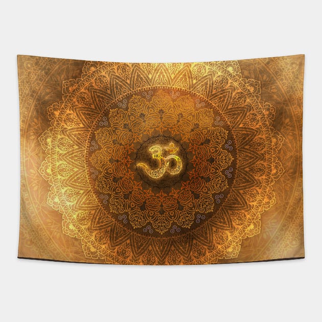 Sage golden OM Tapestry by MCAshe spiritual art 