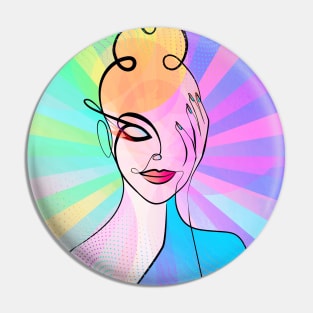 Modern Woman Pop Art Portrait Pin