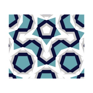 Blue White Grey Geometric T-Shirt