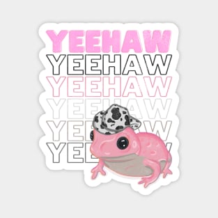 Yeehaw Pink Frog Wearing Cowboy Hat Magnet