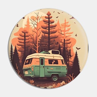 Camping Van, Autumm Adventure in the Forest Pin