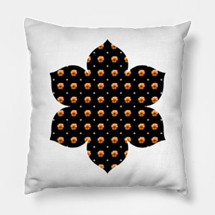 Rows of Stars and Flowers, Orange Pillow