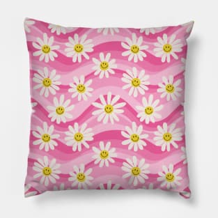 Wavy Daisies - Pink Pillow