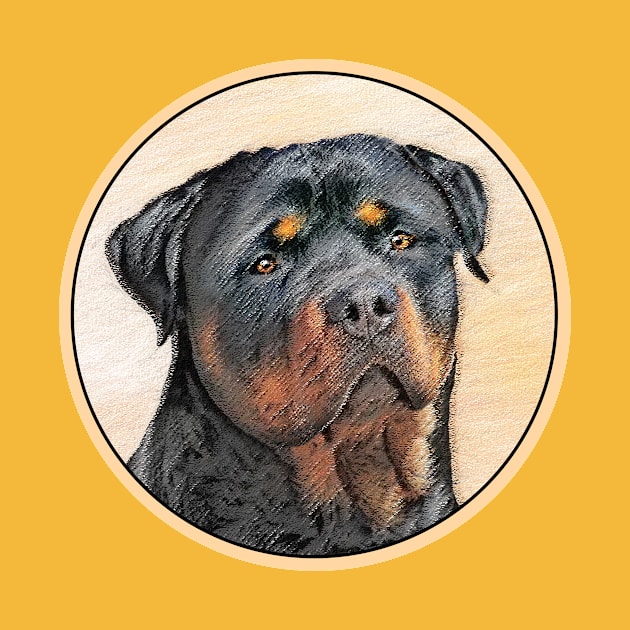 Rottweiler Painting - Cute Original Dog Art by Alpen Designs