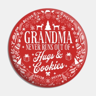 Grandma Never Runs Out Of Hugs and Cookies Ugly Christmas Pin