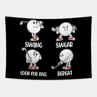 Swing Swear Look For Ball Funny Golf Gift Tapestry