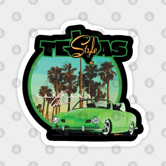 Texas-Style Karmann Ghia beach scene Green Magnet by CamcoGraphics