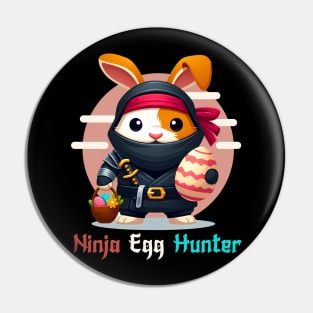 Ninja Egg Hunter Easter Guinea Pig With Bunny Ears Pin