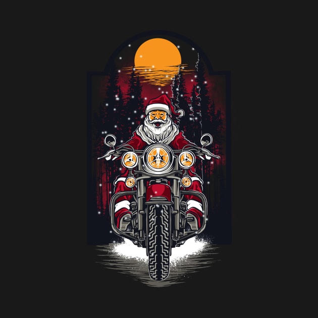 Biker Santa Claus - Christmas Motorcycle Design by EllizClothing