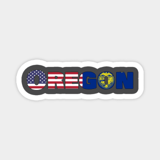 Oregon State Flag/ American Flag Magnet