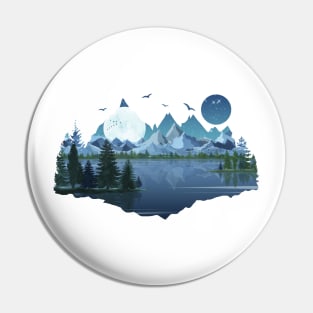 The river and the mountains by the moonlight Pin