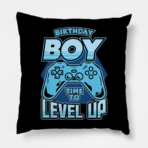 Birthday Boy Time to Level Up Video Gamer Pillow by aneisha