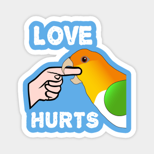 White Bellied Caique Parrot - Love Hurts Biting Magnet