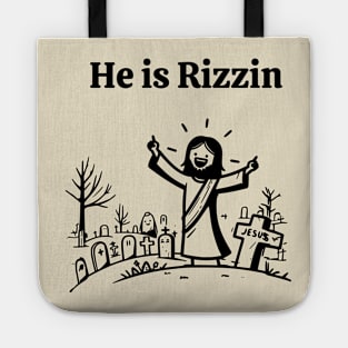 He is Rizzin Funny Easter Jesus Playing Basketball Meme Idea Tote