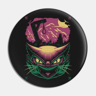 Evil Cat Halloween Horror Pin