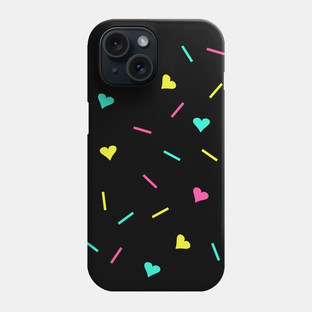 Cute Retro 80s Pastel Hearts and Sprinkles Phone Case by alienfolklore