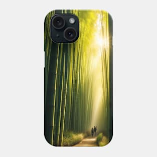 Hiking in a serene bamboo forest in the early morning light. Phone Case