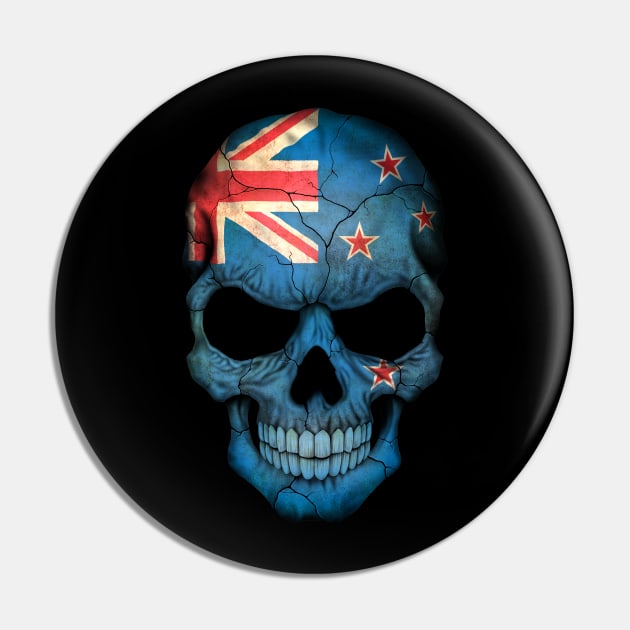 New Zealand Flag Skull Pin by jeffbartels