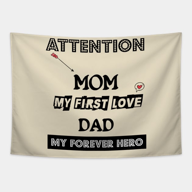 l love mom and dad forever valentine Tapestry by barwarrior