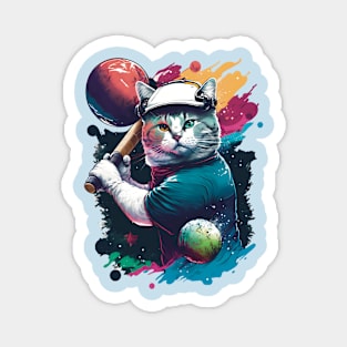 Funny Cat Colorful Retro Abstract Design Magnet