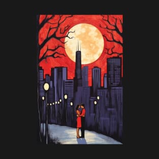 Love Couple in Chicago, Poster T-Shirt