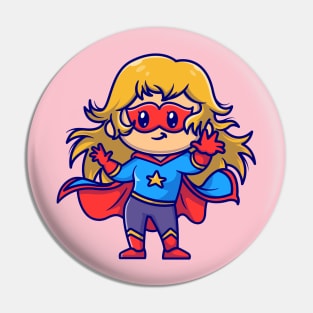 Cute Superhero Girl Cartoon Pin