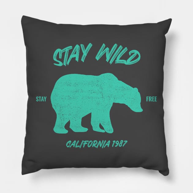 Stay Wild California Bear Pillow by Tip Top Tee's