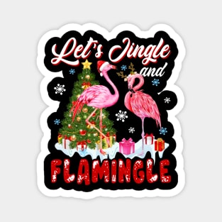 Let_s Jingle And Flamingle Awesome Flamingo Magnet