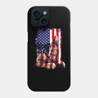 Retro Cat _ American Flag Indepedence Day July 4th Phone Case
