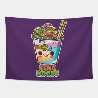 "Send Rainbow Noods" Kawaii Cup of Ramen Noodles Graphic Tapestry