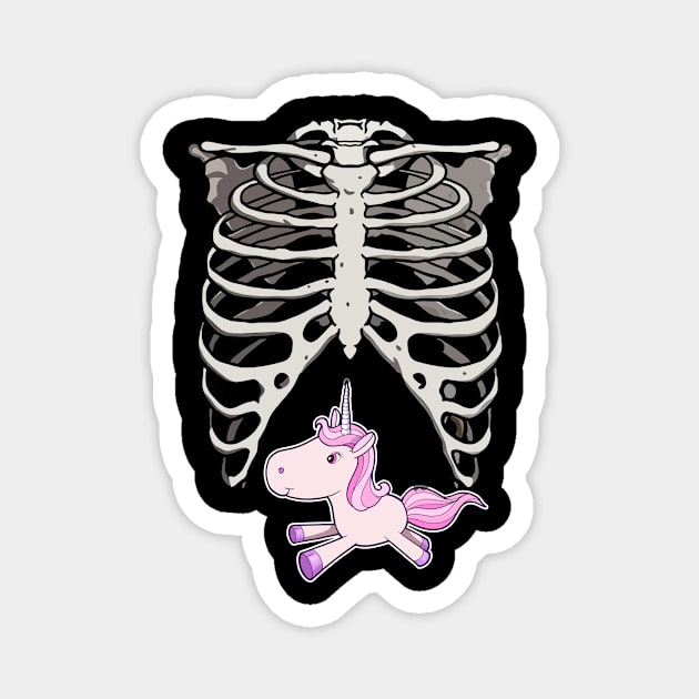 Halloween Pregnancy Unicorn Skeleton Dad Mom Costume Magnet by gaustadabhijot