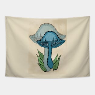 Blue Magic Mushroom, Classic Family Portrait Style Tapestry