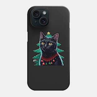 Meowy Christmas Black Cat Phone Case