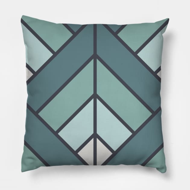 Geometric Pattern: Art Deco Diamond: Seafoam Pillow by Red Wolf