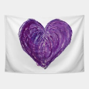 Purple Heart Drawn With Oil Pastels Tapestry