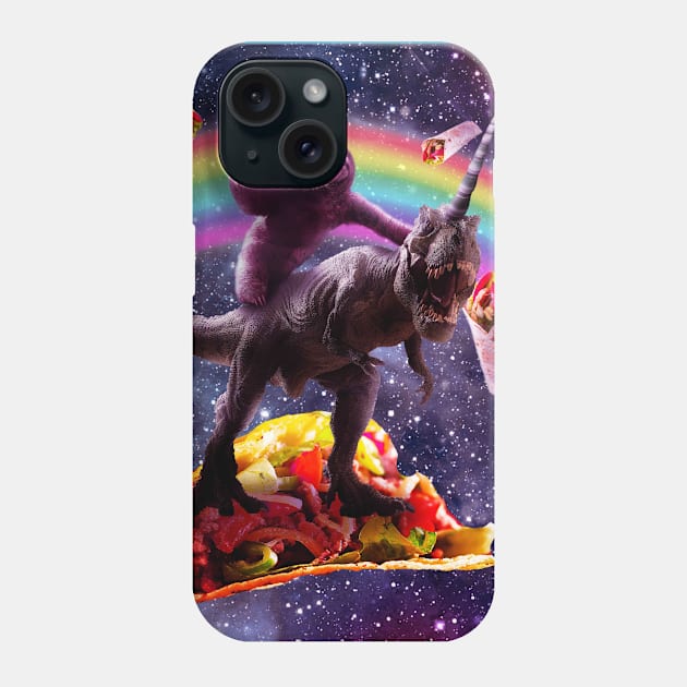 Sloth Riding Unicorn Dinosaur on Burrito Phone Case by Random Galaxy