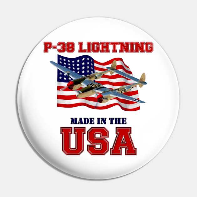 P-38 Lightning Made in the USA Pin by MilMerchant