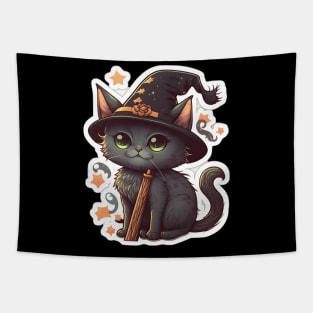 Cute little witchy cat Tapestry