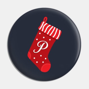 Christmas Stocking with Letter P Pin