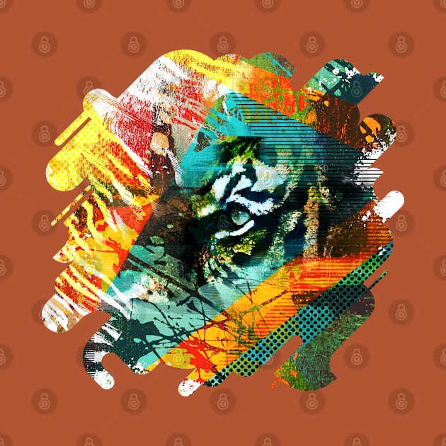 Bengal Tiger in  Abstract Paint Digital art by Nartissima