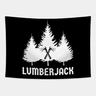 Lumberjack White Pine Trees Crossed Axes Tapestry