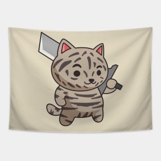 Warrior Cat with Big Sword Tapestry