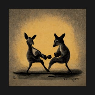 Two cute little kangaroos starting a boxing match. T-Shirt