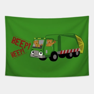 Bears Driving a Trash Truck Tapestry