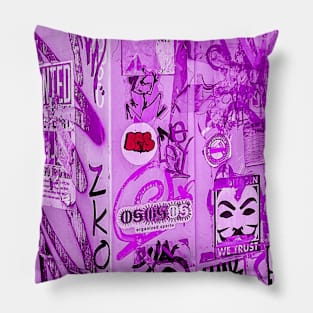 Pink Graffiti Street Stickers Tag NYC Pillow